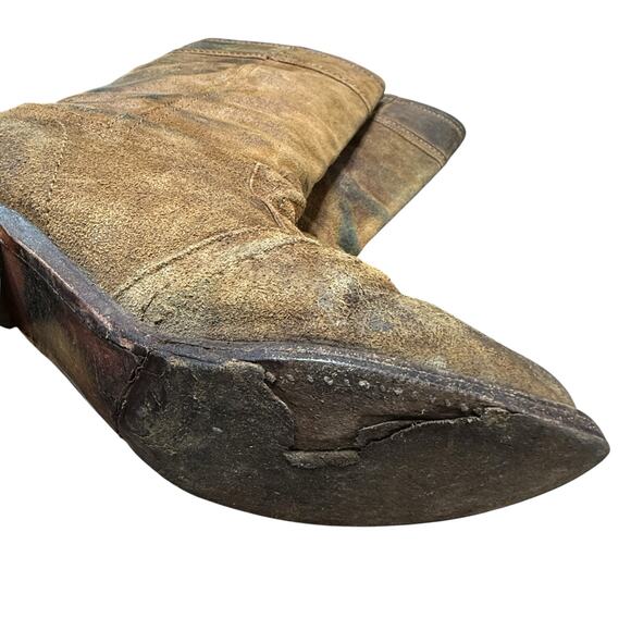 Frye Jane Stitch Boots Size 9 Knee High Riding Oiled Brown Suede Leather *flaw - Picture 7 of 8